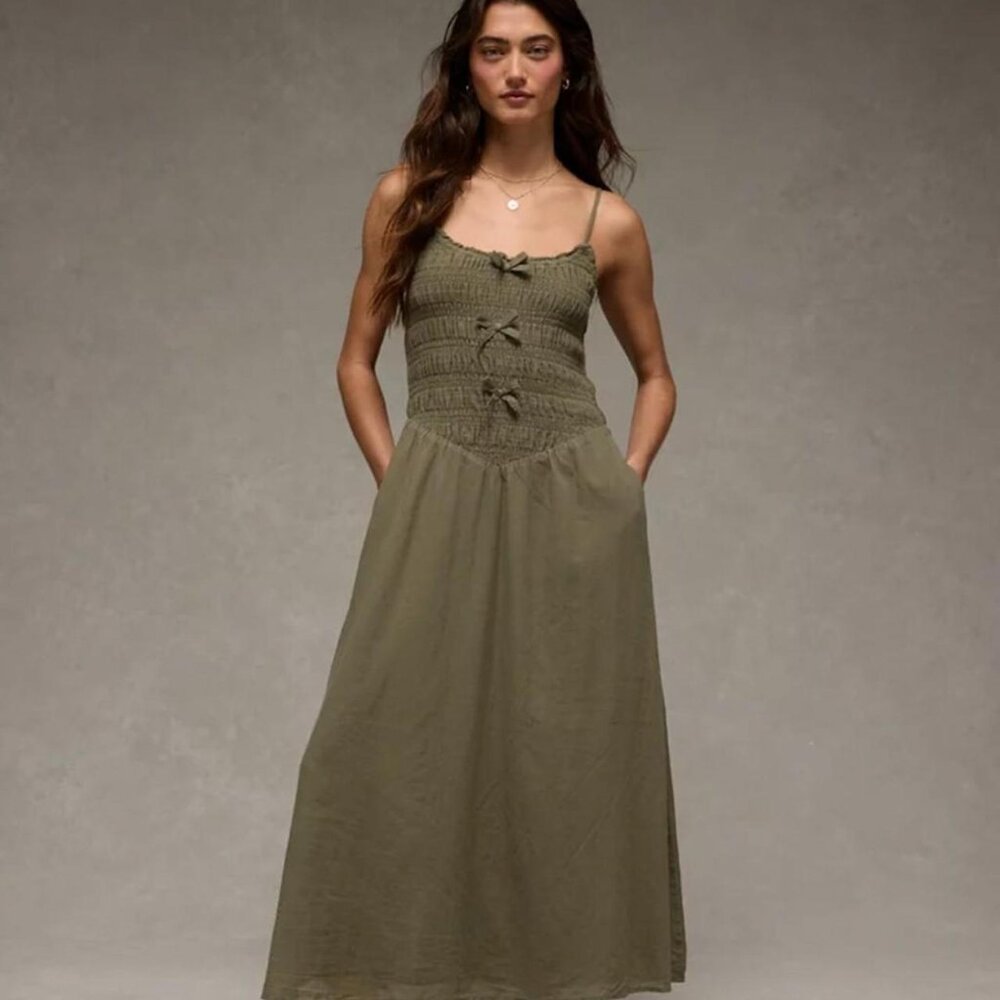 American Eagle Bella Bow Midi Dress